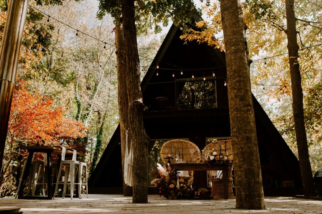 A-frame cabin in the woods Ontario, Canada. Ontario elopement photographer